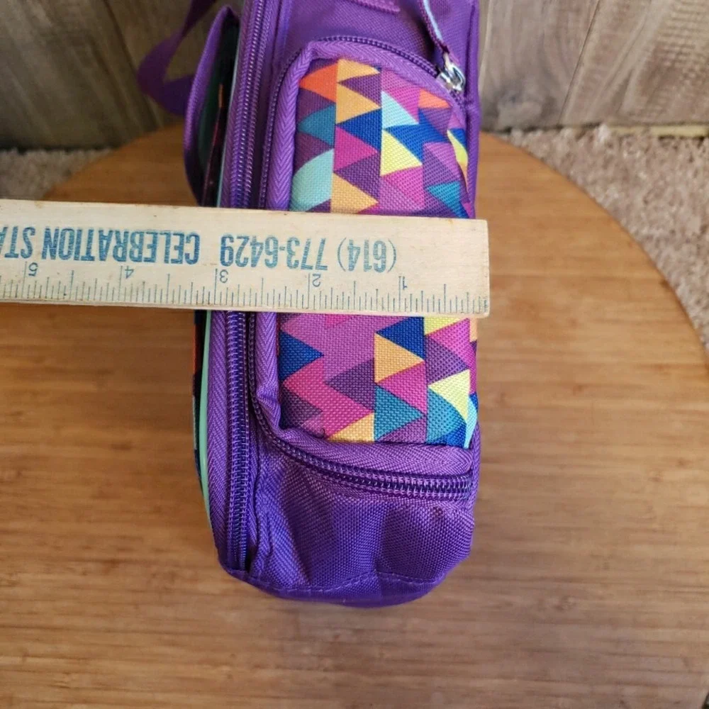 VGC Thermos Soft Cooler Purple Geo. Multicolor Insulated Warm/Cold Lunch Bag/Box